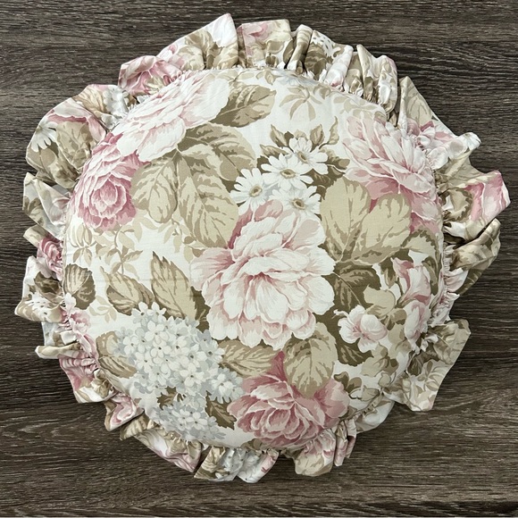 Cuddledown Floral Cotton Twin Duvet Cover Standard Sham Ruffle Throw Pillows Set - Picture 12 of 15